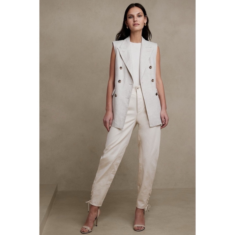 Banana Republic Cream High-Rise Relaxed Trousers